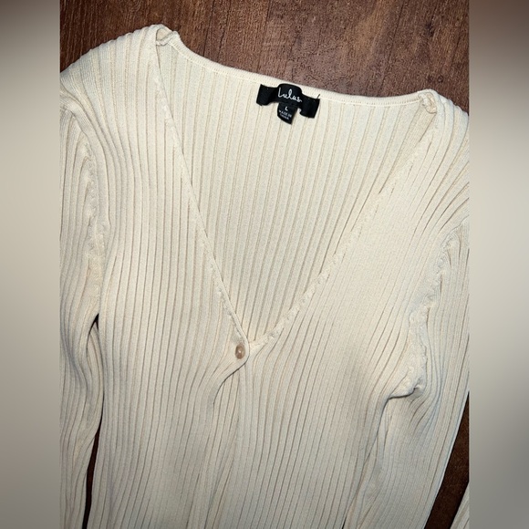 Lulus Beige Ribbed Dress & Cardigan Set - Picture 3 of 7